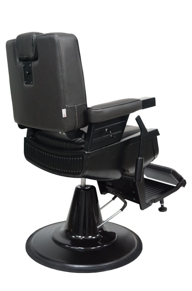 AURA Salon Furniture - George Mens Barber / Lash & Brow Chair with Towel Holder & Clipper Hook - Black