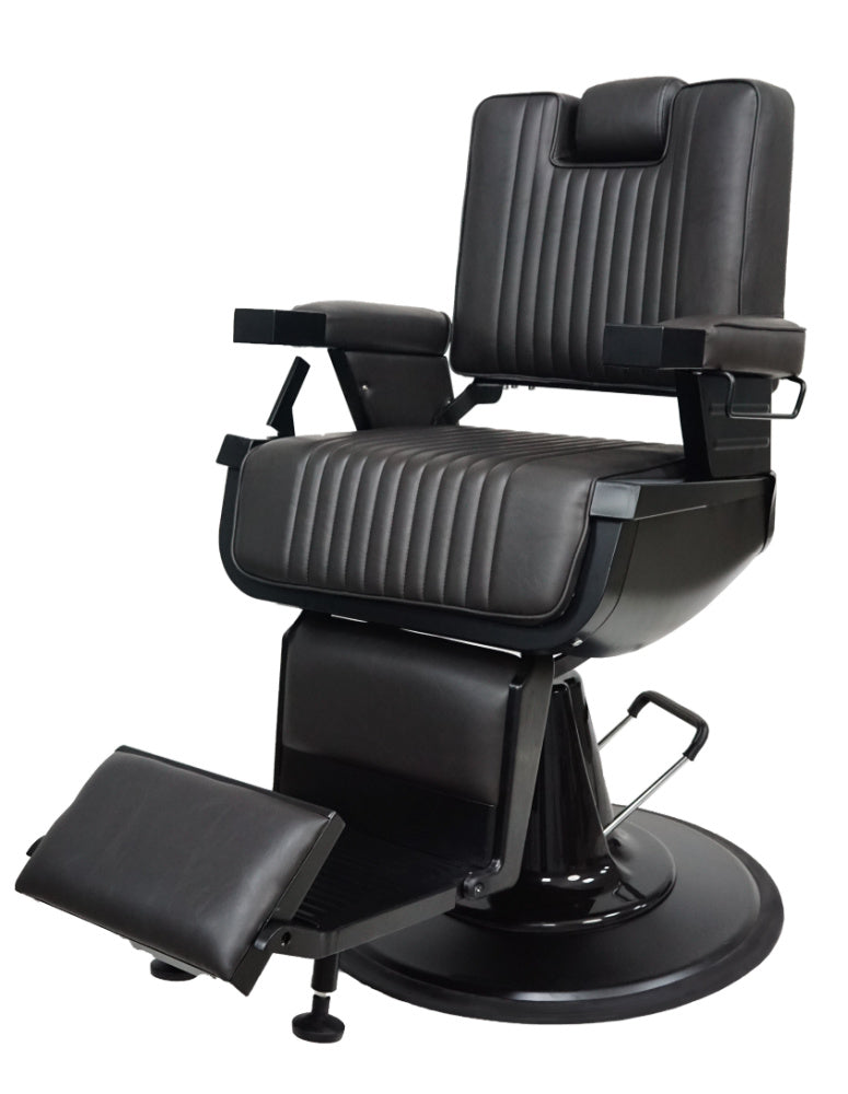 AURA Salon Furniture - George Mens Barber / Lash & Brow Chair with Towel Holder & Clipper Hook - Black