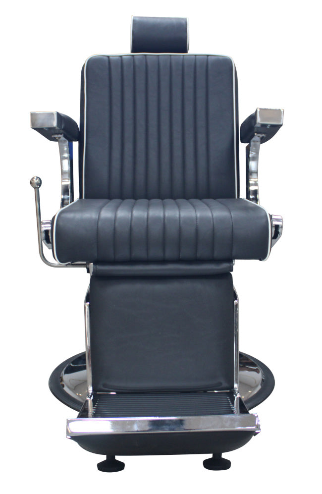 Antonio Stylish Classic Pin Stripe Black with White Feature Barber / Lash & Brow Chair