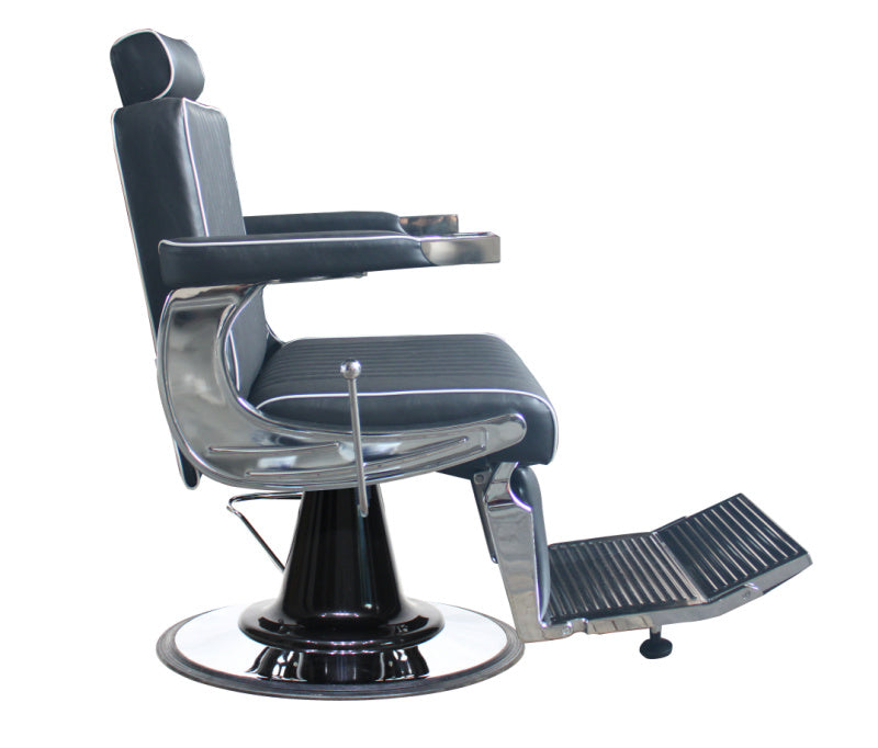 Antonio Stylish Classic Pin Stripe Black with White Feature Barber / Lash & Brow Chair