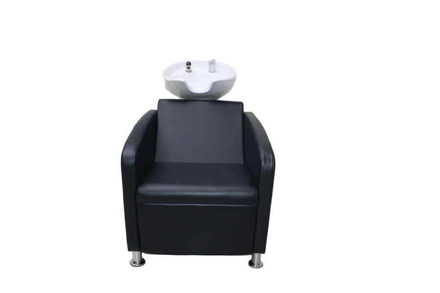 AURA Salon Furniture -  Archie Smart Vinyl Hairdressing / Barber Shop Wash Station Black/Grey