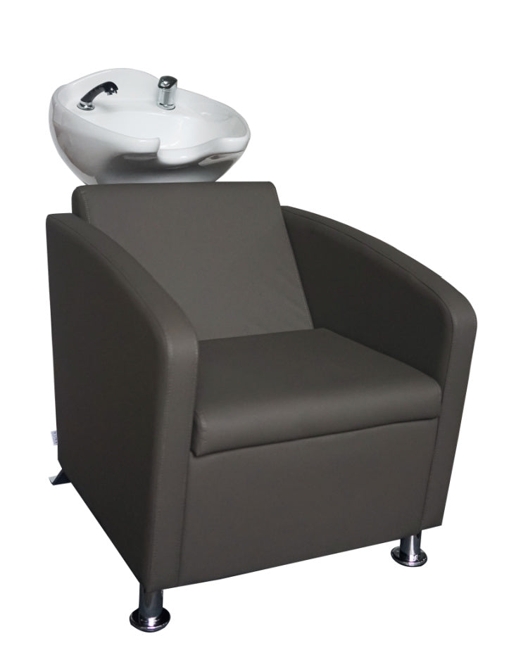 AURA Salon Furniture -  Archie Smart Vinyl Hairdressing / Barber Shop Wash Station Black/Grey