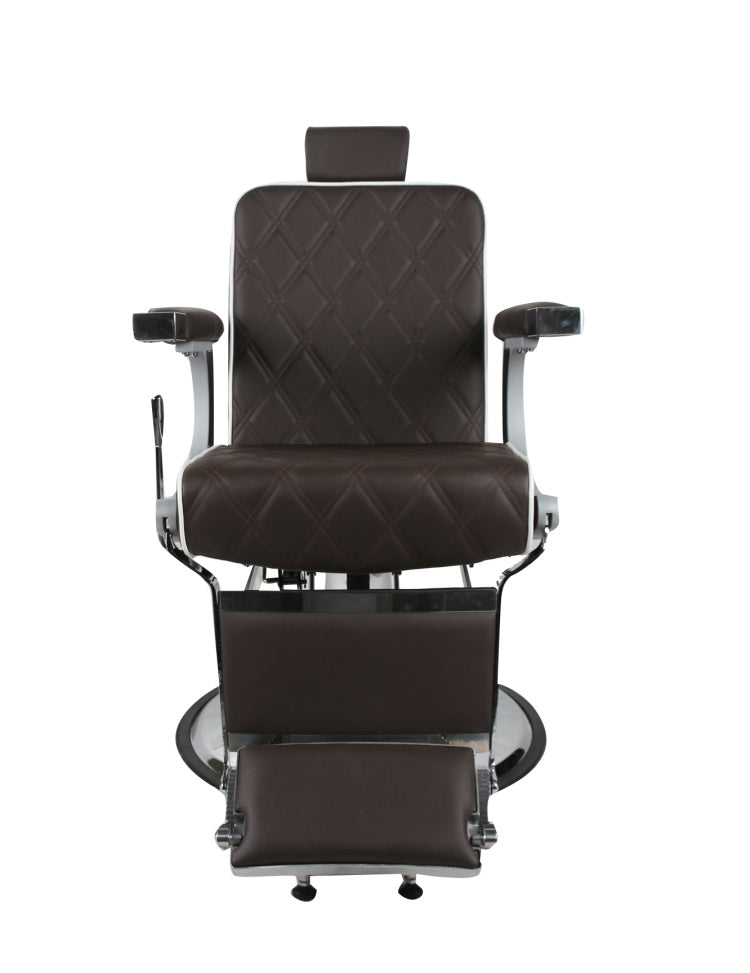 Chrysler Barber Chair Brown with White Piping