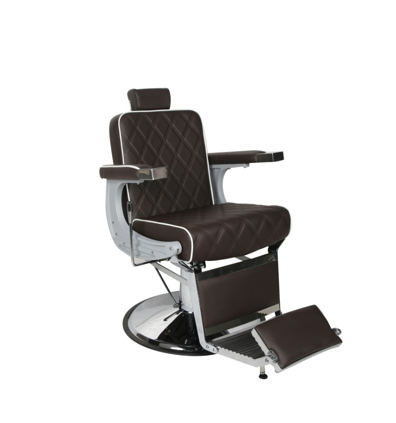 Chrysler Barber Chair Brown with White Piping