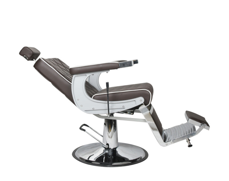 Chrysler Barber Chair Brown with White Piping