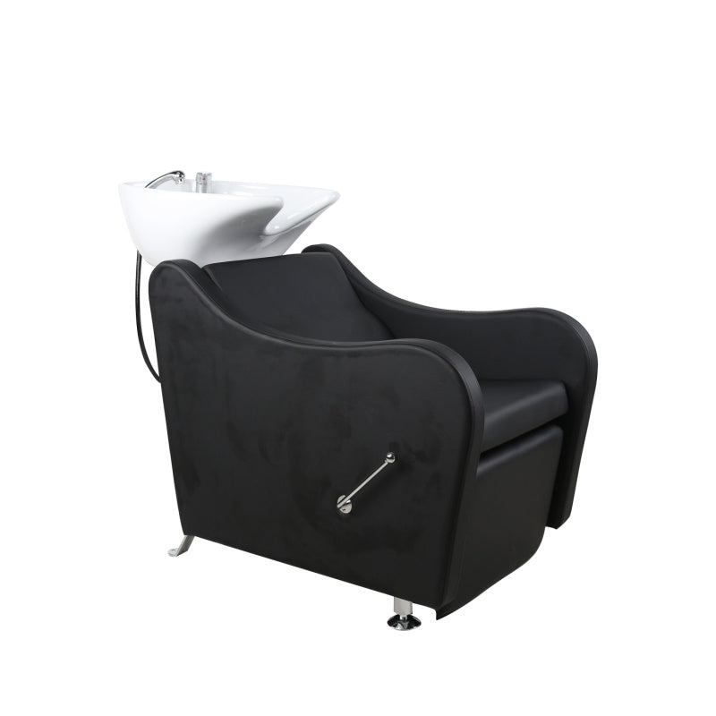 Manhattan Back Wash Unit Black with White Basin & Leg Support