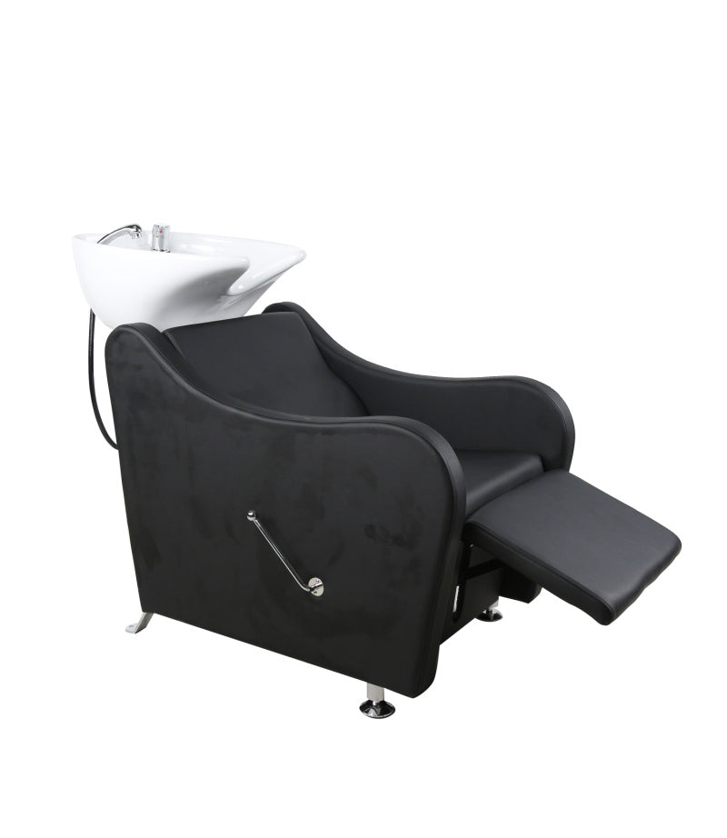 Manhattan Back Wash Unit Black with White Basin & Leg Support